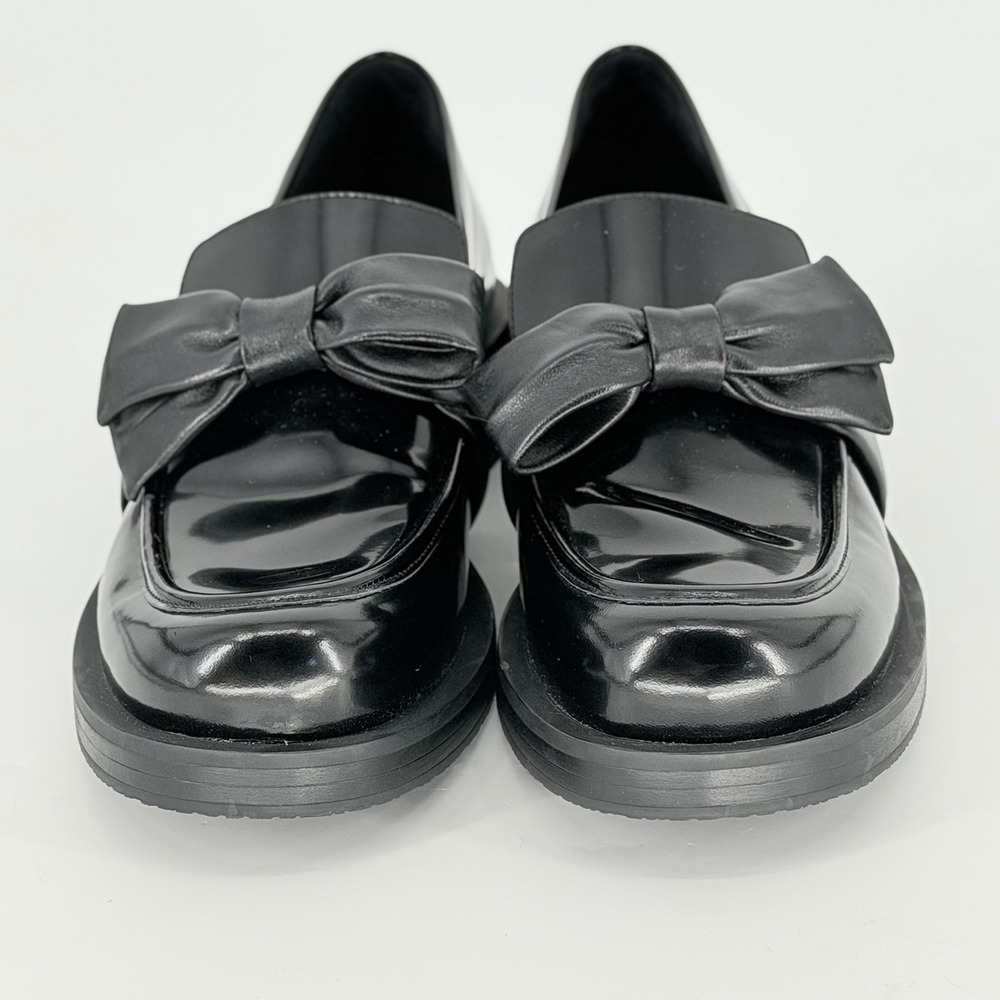 Stuart Weitzman Sofia Bow Loafers Black Leather Women's 9B Made Spain SH074 - Picture 6 of 13
